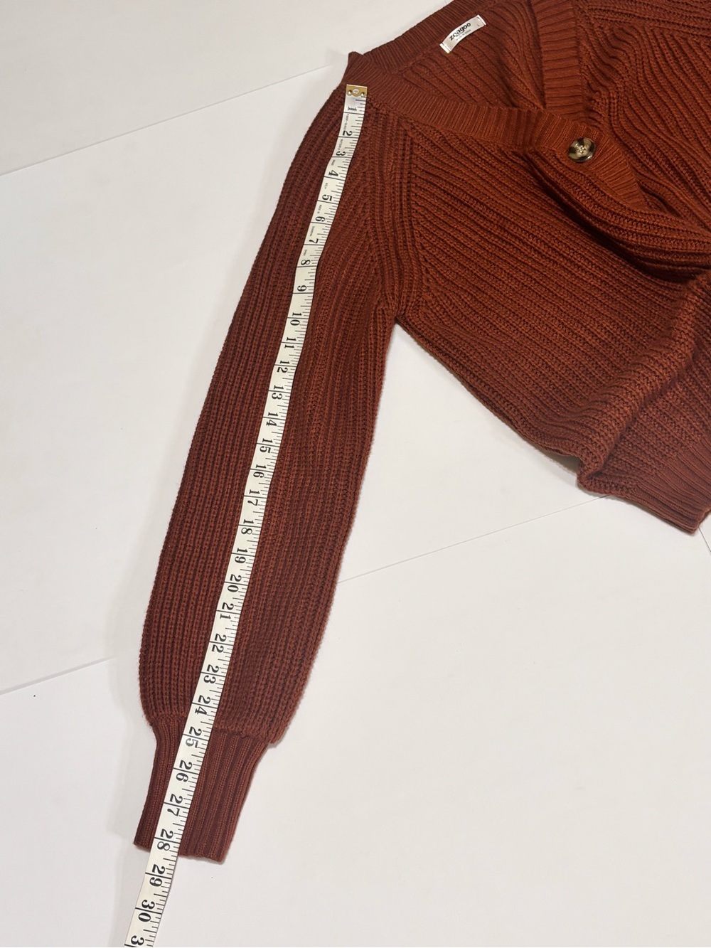 zeagoo Women's Rust Button-Front Ribbed Cardigan - Picture 6 of 10